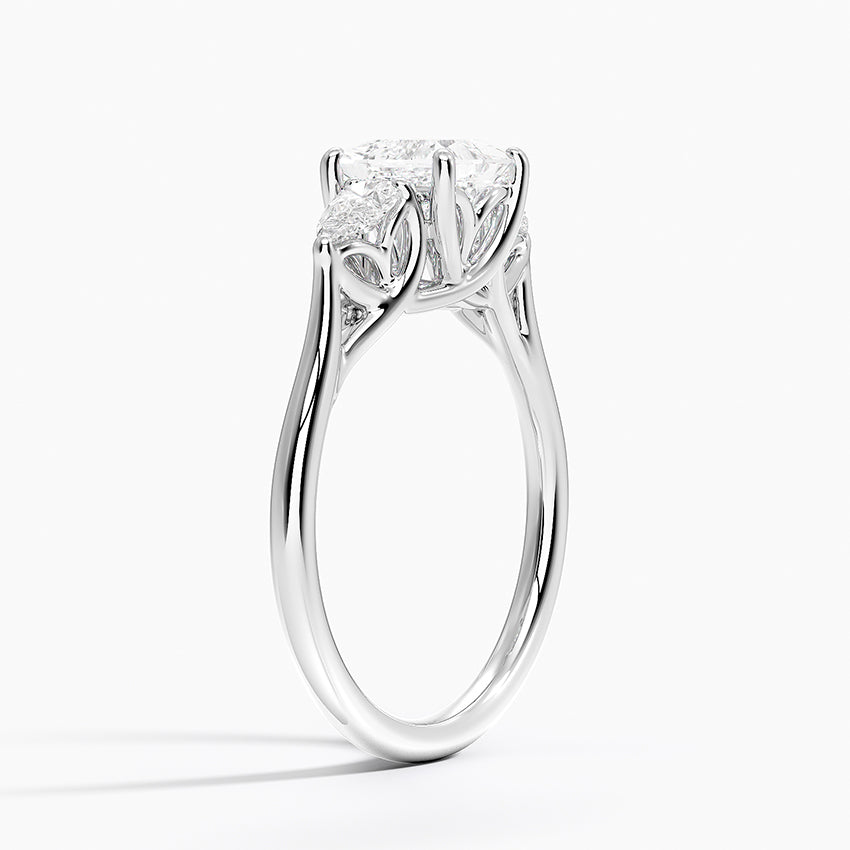 Trellis Three Stone Pear Diamond Ring Platinum Princess Engagement Ring