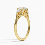 Trellis Three Stone Pear Diamond Ring Yellow Gold 18k Round Engagement Ring