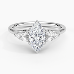 Trellis Three Stone Pear Diamond Ring Platinum Marquise Engagement Ring