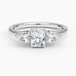 Trellis Three Stone Pear Diamond Ring Platinum Radiant Engagement Ring