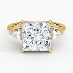 Trellis Three Stone Pear Diamond Ring Yellow Gold 18k Princess Engagement Ring