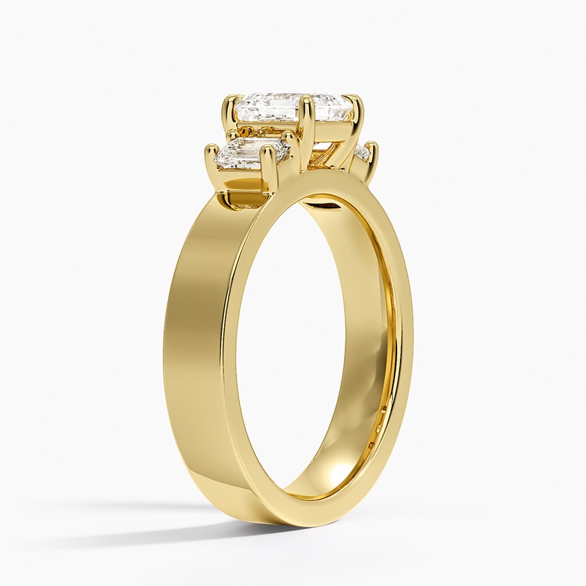 Peyton Emerald Cut Three Stone Diamond Ring (1/2 ct. tw.) Yellow Gold 18k Asscher Engagement Ring