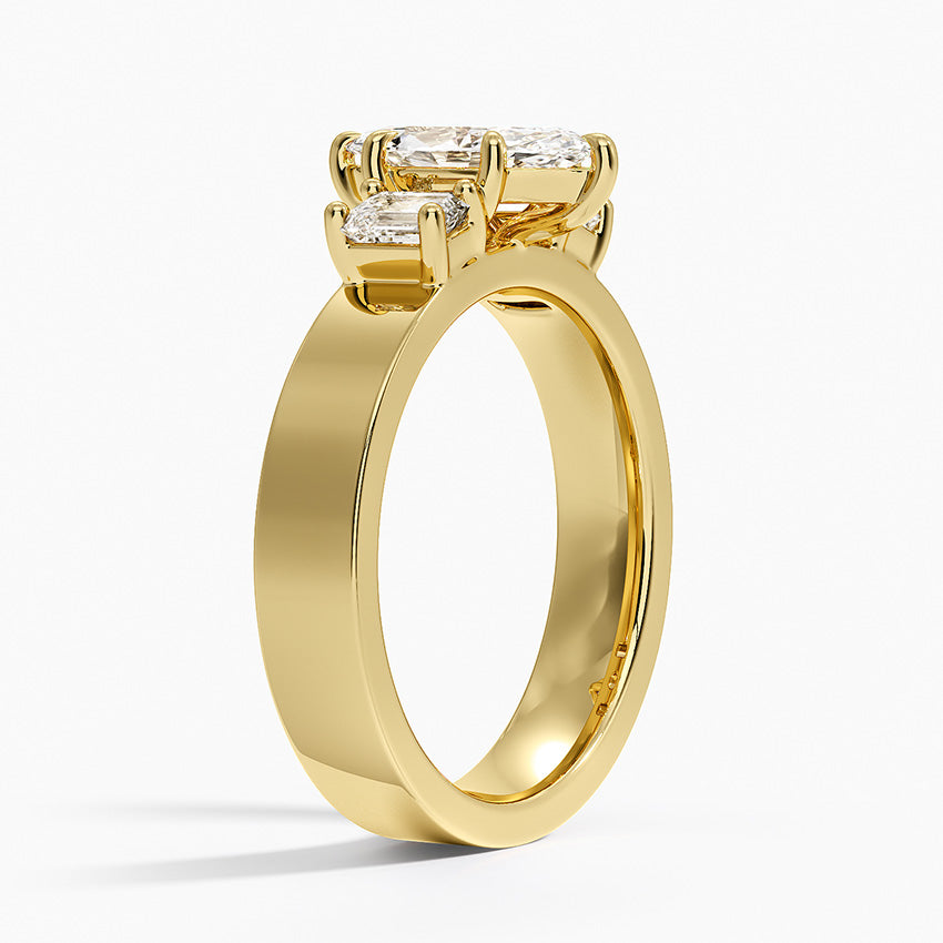 Peyton Emerald Cut Three Stone Diamond Ring (1/2 ct. tw.) Yellow Gold 18k Marquise Engagement Ring
