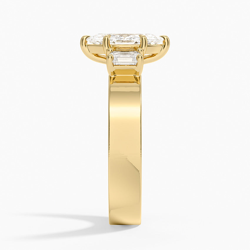 Peyton Emerald Cut Three Stone Diamond Ring (1/2 ct. tw.) Yellow Gold 18k Marquise Engagement Ring