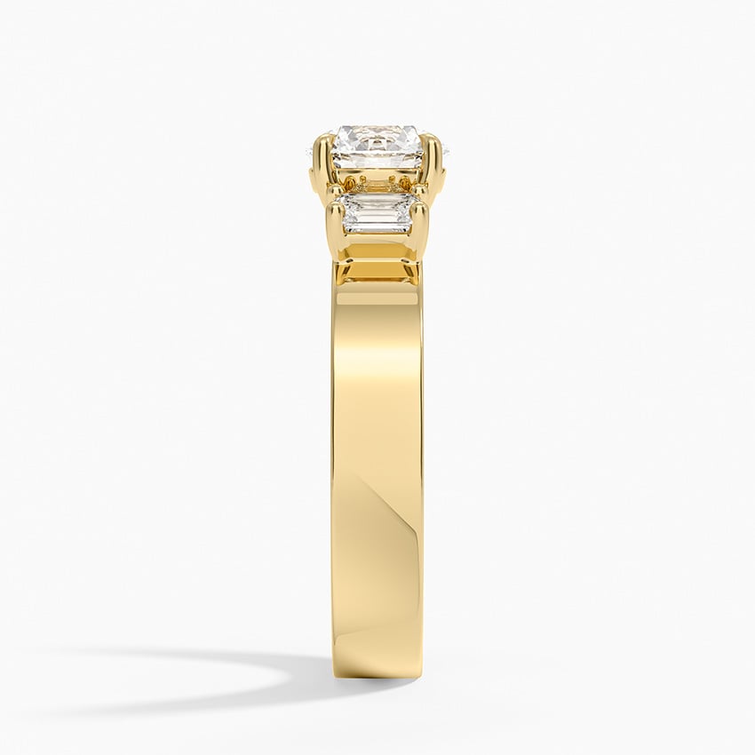 Peyton Emerald Cut Three Stone Diamond Ring (1/2 ct. tw.) Yellow Gold 18k Round Engagement Ring