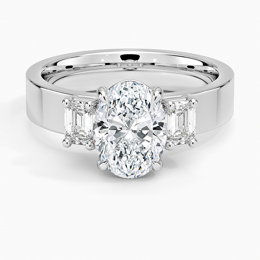 Peyton Emerald Cut Three Stone Diamond Ring (1/2 ct. tw.) Platinum Oval Engagement Ring