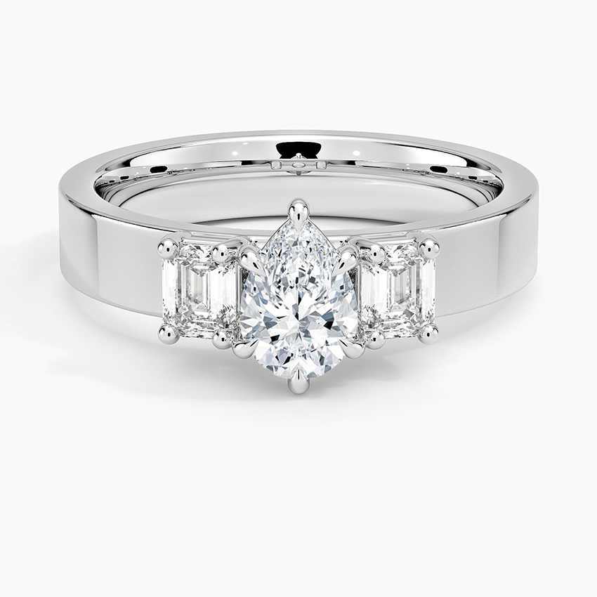 Peyton Emerald Cut Three Stone Diamond Ring (1/2 ct. tw.) Platinum Pear Engagement Ring