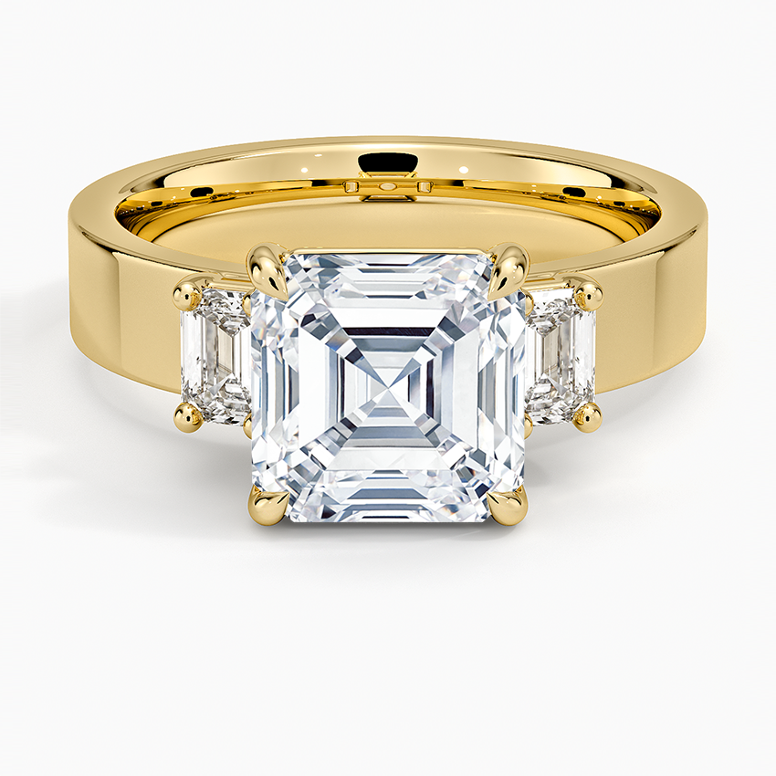 Peyton Emerald Cut Three Stone Diamond Ring (1/2 ct. tw.) Yellow Gold 18k Asscher Engagement Ring