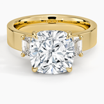 Peyton Emerald Cut Three Stone Diamond Ring (1/2 ct. tw.) Yellow Gold 18k Cushion Engagement Ring
