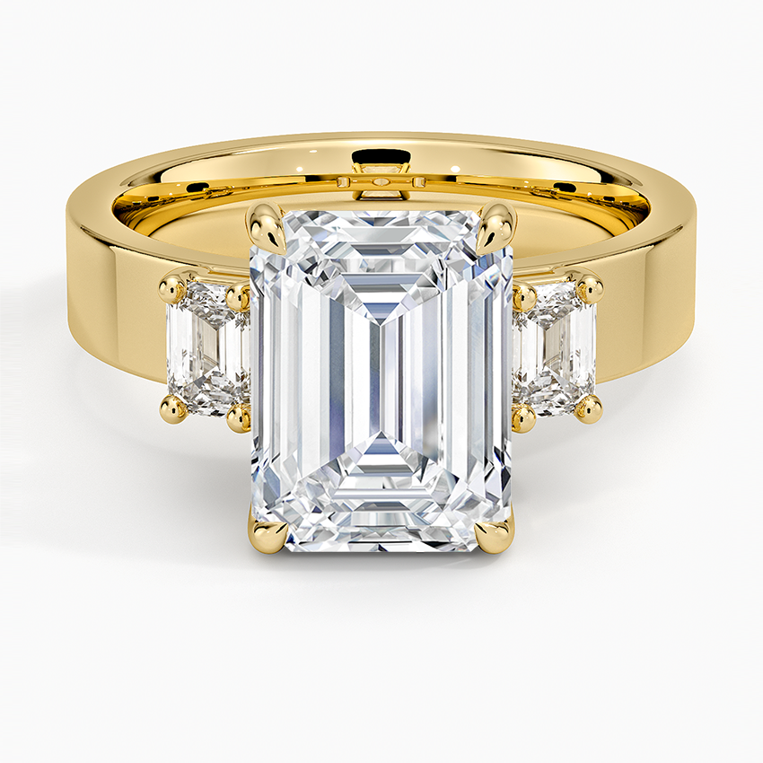 Peyton Emerald Cut Three Stone Diamond Ring (1/2 ct. tw.) Yellow Gold 18k Emerald Engagement Ring