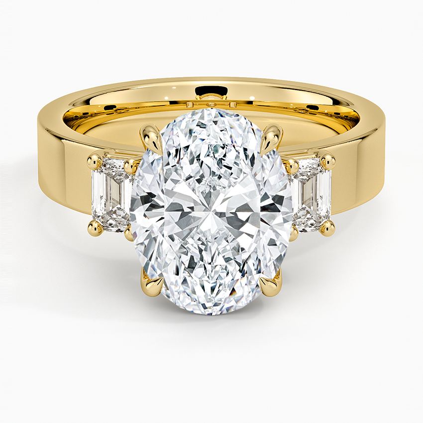 Peyton Emerald Cut Three Stone Diamond Ring (1/2 ct. tw.) Yellow Gold 18k Oval Engagement Ring