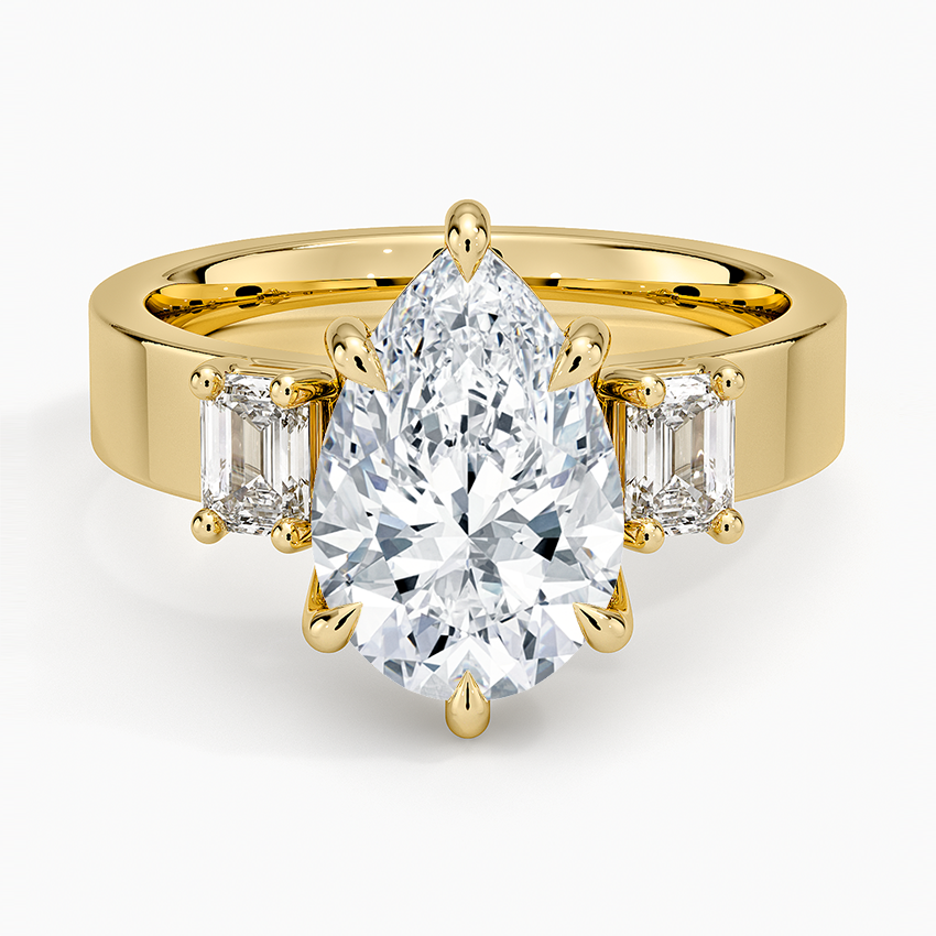 Peyton Emerald Cut Three Stone Diamond Ring (1/2 ct. tw.) Yellow Gold 18k Pear Engagement Ring