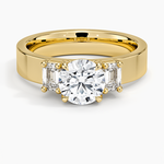 Peyton Emerald Cut Three Stone Diamond Ring (1/2 ct. tw.) Yellow Gold 18k Round Engagement Ring