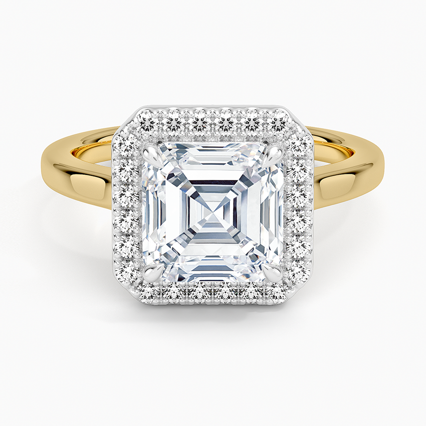 Platinum Mixed Metal Julia Halo Diamond Ring (1/5 ct. tw.) Platinum Asscher Engagement Ring