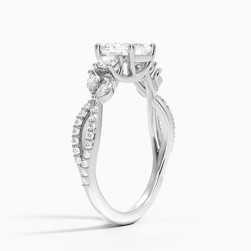 Luxe Willow Three Stone Diamond Ring (1/2 ct. tw.) Platinum Asscher Engagement Ring