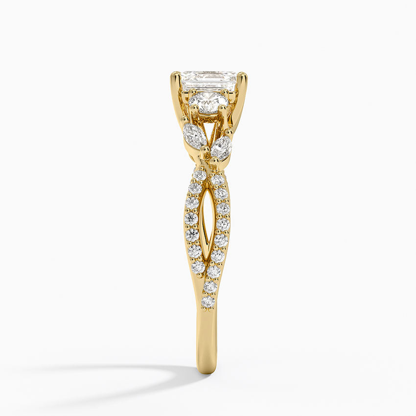 Luxe Willow Three Stone Diamond Ring (1/2 ct. tw.) Yellow Gold 18k Asscher Engagement Ring