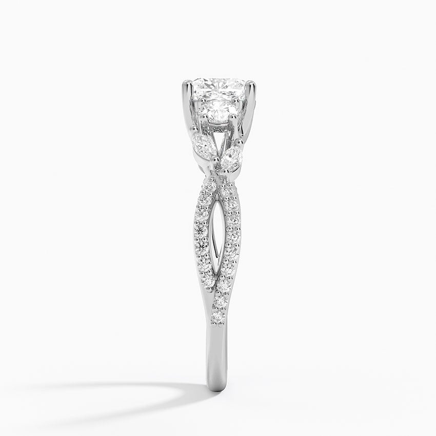 Luxe Willow Three Stone Diamond Ring (1/2 ct. tw.) Platinum Cushion Engagement Ring
