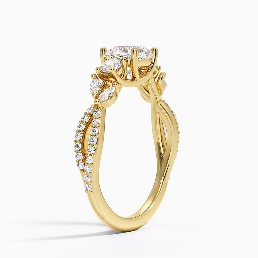 Luxe Willow Three Stone Diamond Ring (1/2 ct. tw.) Yellow Gold 18k Cushion Engagement Ring