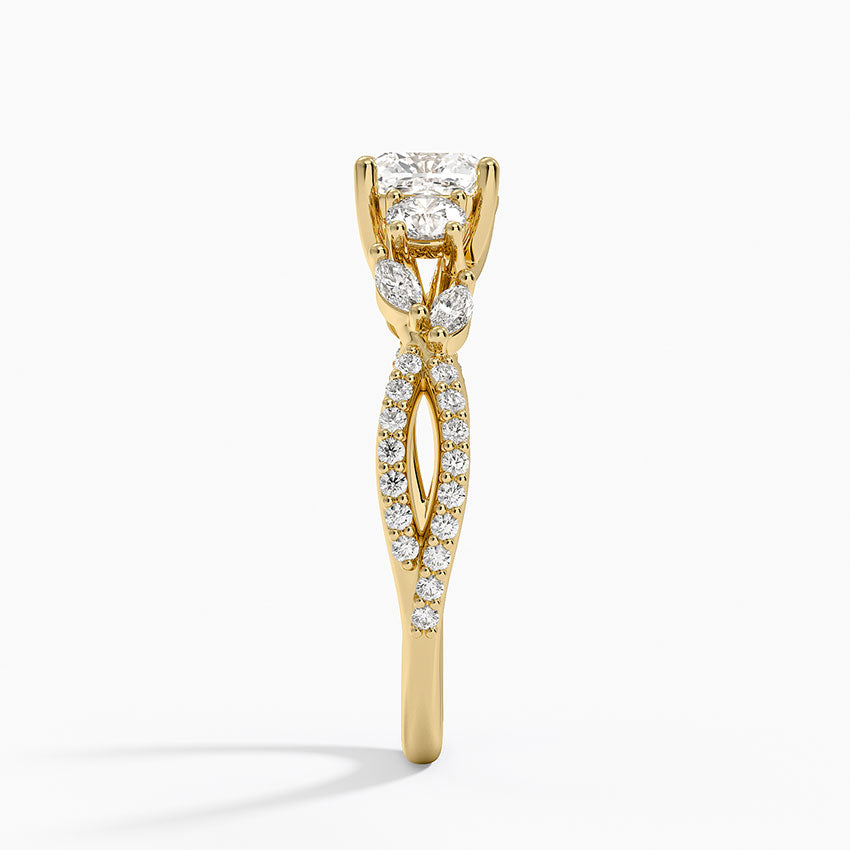 Luxe Willow Three Stone Diamond Ring (1/2 ct. tw.) Yellow Gold 18k Cushion Engagement Ring