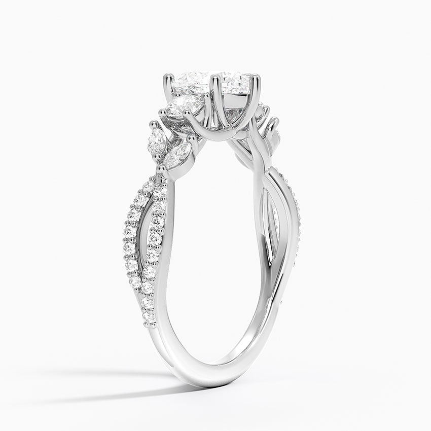 Luxe Willow Three Stone Diamond Ring (1/2 ct. tw.) Platinum Heart Engagement Ring