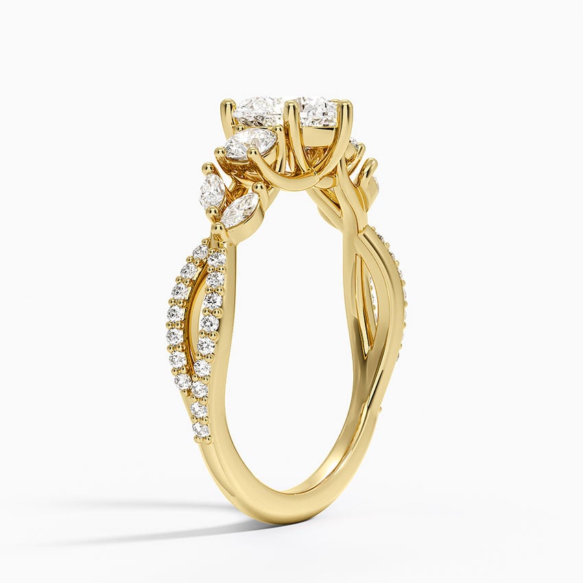 Luxe Willow Three Stone Diamond Ring (1/2 ct. tw.) Yellow Gold 18k Heart Engagement Ring