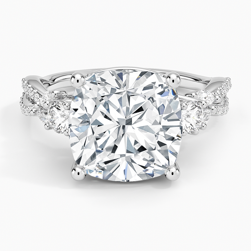 Luxe Willow Three Stone Diamond Ring (1/2 ct. tw.) Platinum Cushion Engagement Ring