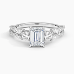 Luxe Willow Three Stone Diamond Ring (1/2 ct. tw.) Platinum Emerald Engagement Ring