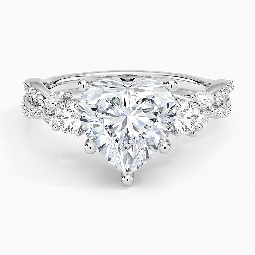 Luxe Willow Three Stone Diamond Ring (1/2 ct. tw.) Platinum Heart Engagement Ring