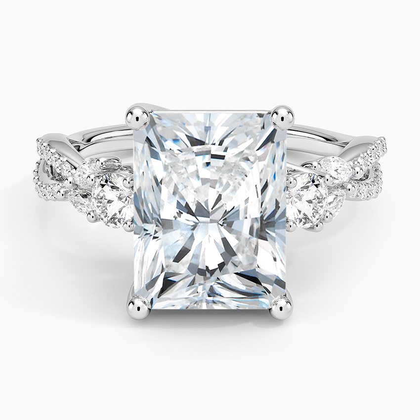 Luxe Willow Three Stone Diamond Ring (1/2 ct. tw.) Platinum Radiant Engagement Ring