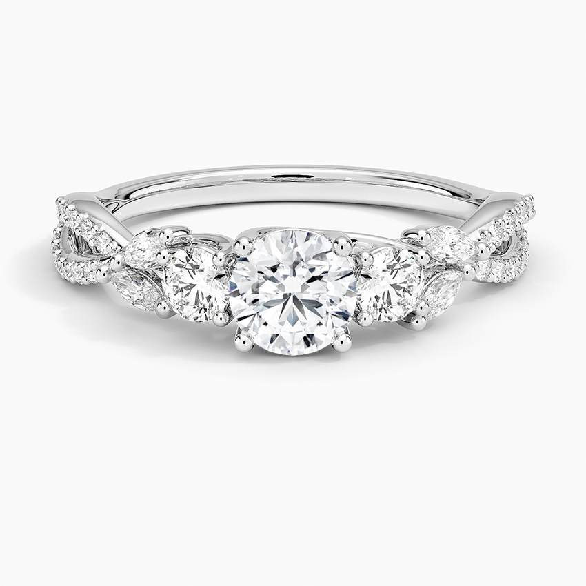 Luxe Willow Three Stone Diamond Ring (1/2 ct. tw.) Platinum Round Engagement Ring