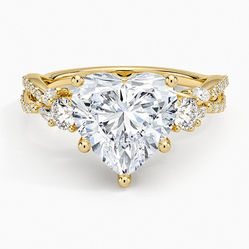 Luxe Willow Three Stone Diamond Ring (1/2 ct. tw.) Yellow Gold 18k Heart Engagement Ring