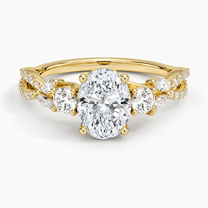 Luxe Willow Three Stone Diamond Ring (1/2 ct. tw.) Yellow Gold 18k Oval Engagement Ring
