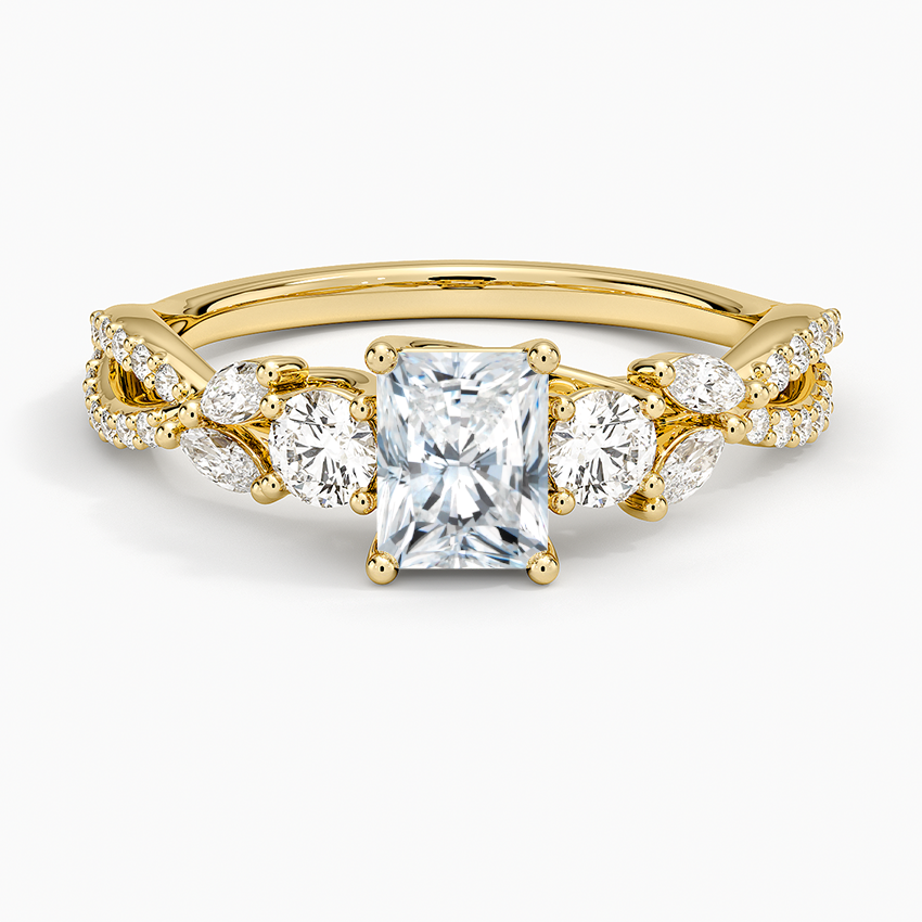 Luxe Willow Three Stone Diamond Ring (1/2 ct. tw.) Yellow Gold 18k Radiant Engagement Ring