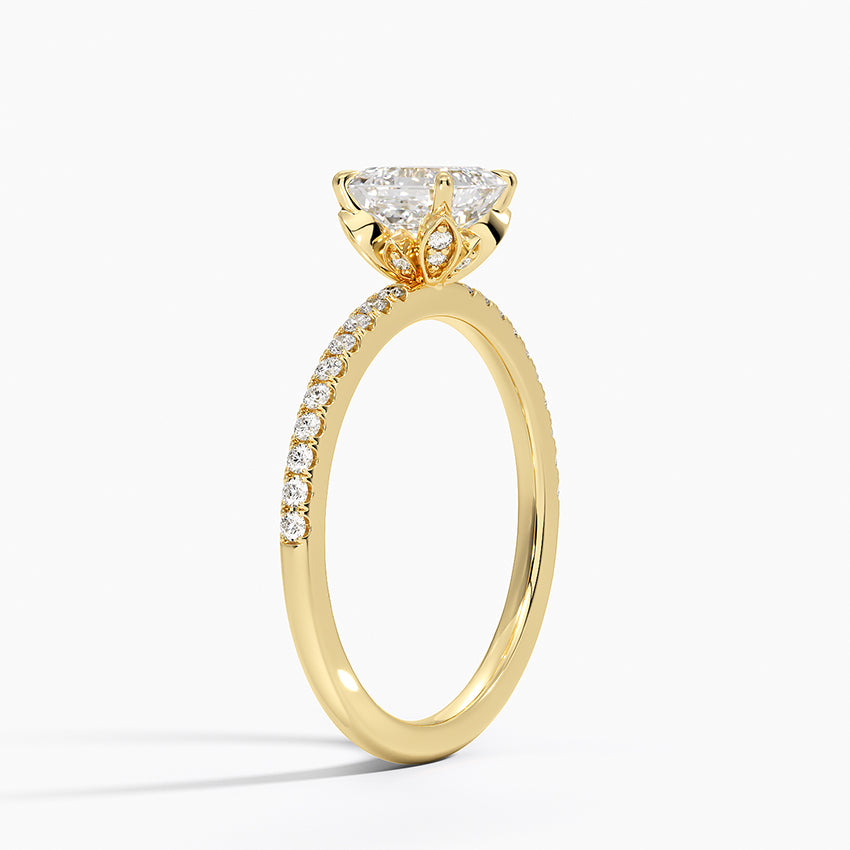 Luxe Petal Diamond Ring Yellow Gold 18k Asscher Engagement Ring