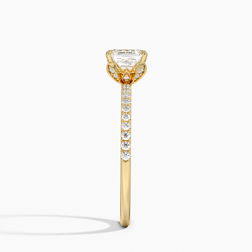 Luxe Petal Diamond Ring Yellow Gold 18k Asscher Engagement Ring