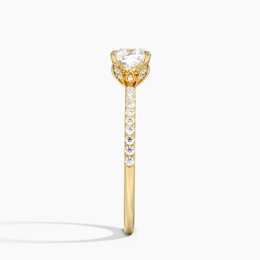 Luxe Petal Diamond Ring Yellow Gold 18k Cushion Engagement Ring