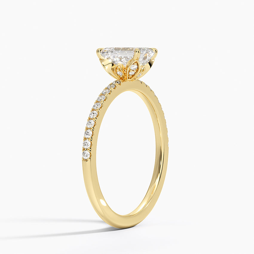 Luxe Petal Diamond Ring Yellow Gold 18k Emerald Engagement Ring
