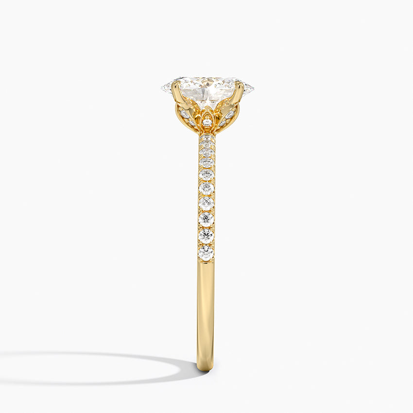 Luxe Petal Diamond Ring Yellow Gold 18k Oval Engagement Ring