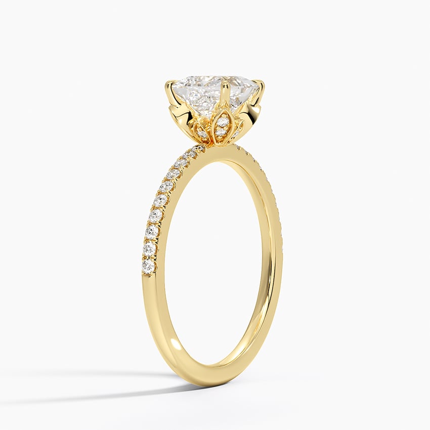 Luxe Petal Diamond Ring Yellow Gold 18k Princess Engagement Ring