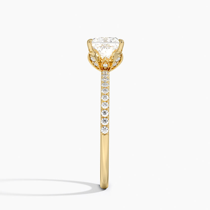 Luxe Petal Diamond Ring Yellow Gold 18k Princess Engagement Ring