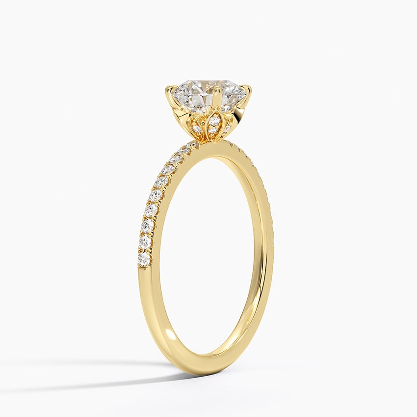 Luxe Petal Diamond Ring Yellow Gold 18k Round Engagement Ring