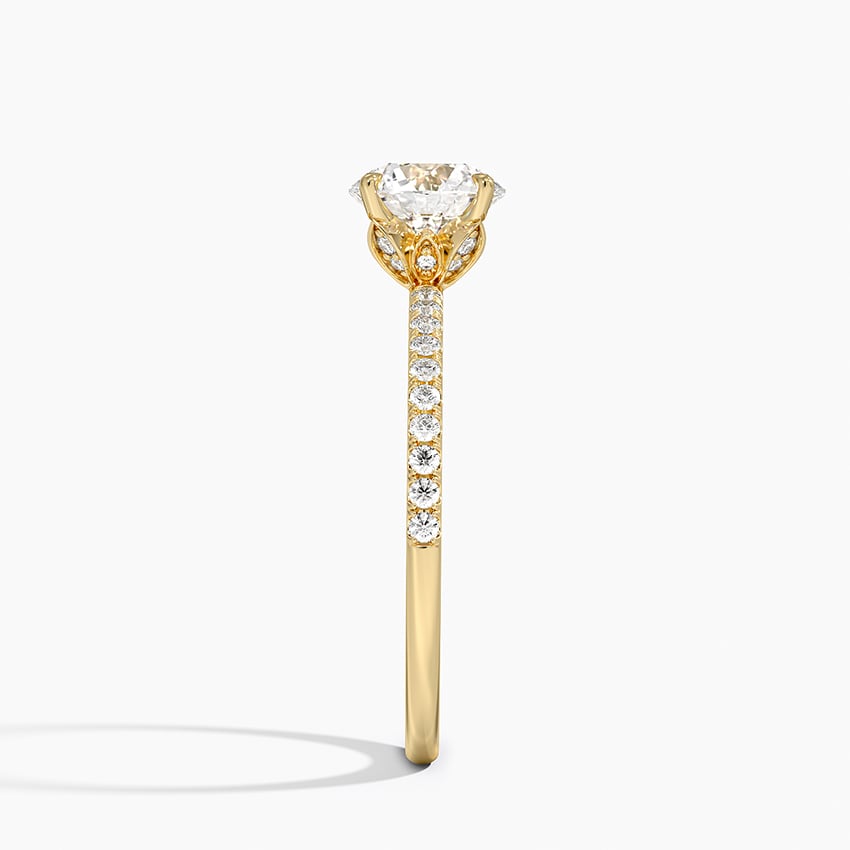 Luxe Petal Diamond Ring Yellow Gold 18k Round Engagement Ring