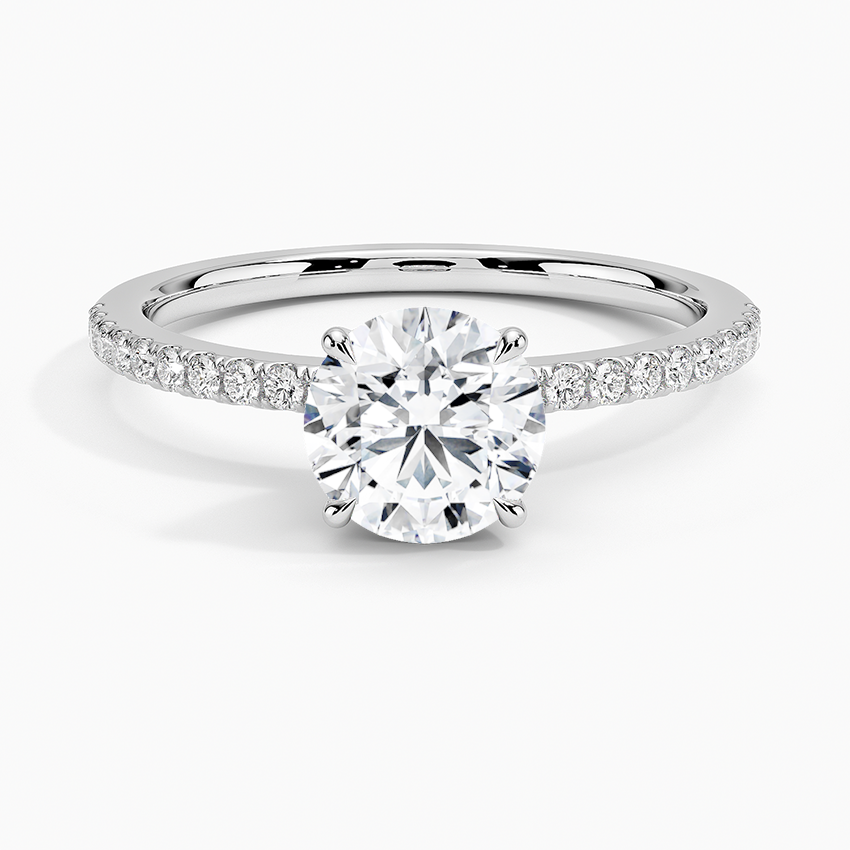 Luxe Petal Diamond Ring Platinum Round Engagement Ring