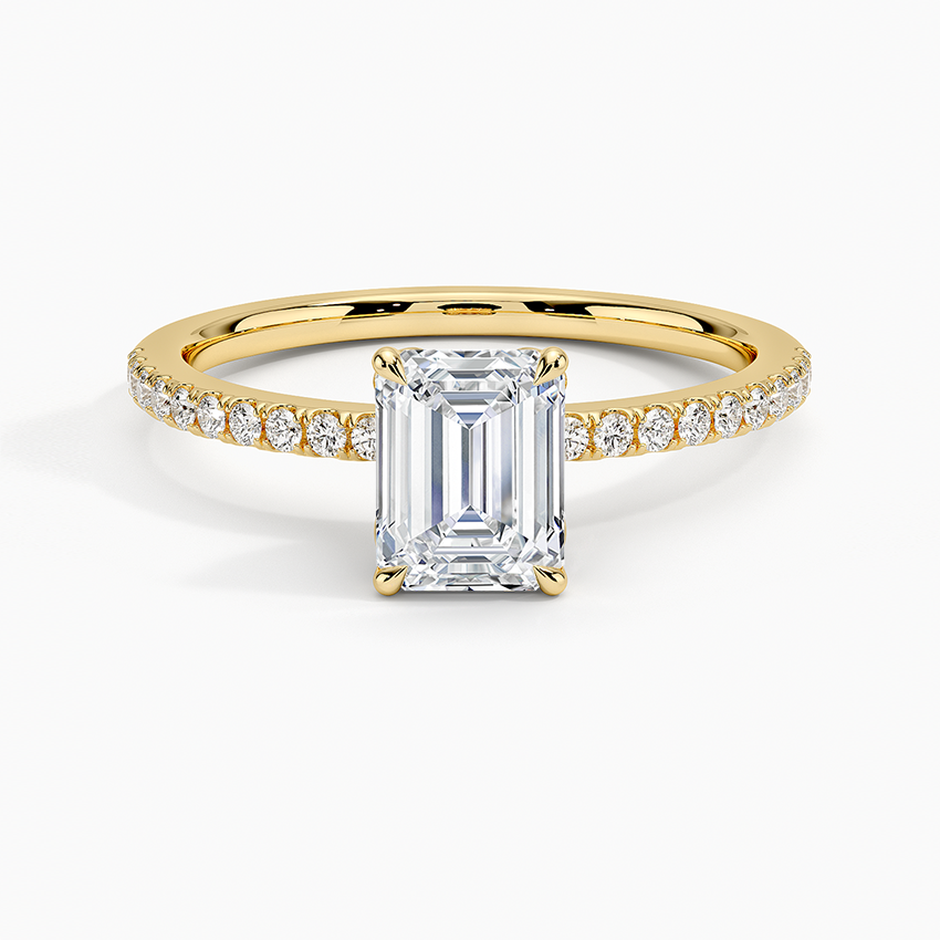 Luxe Petal Diamond Ring Yellow Gold 18k Emerald Engagement Ring