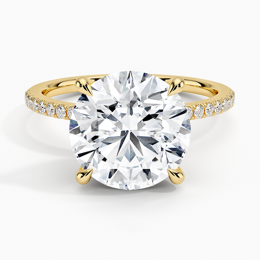 Luxe Petal Diamond Ring Yellow Gold 18k Round Engagement Ring