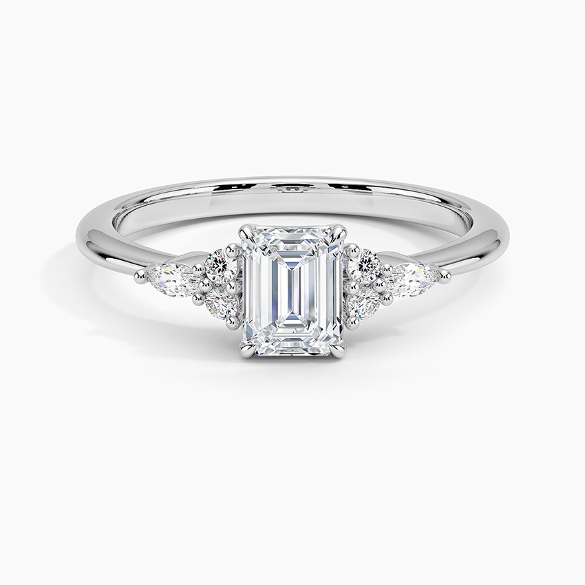 Nadia Diamond Ring Platinum Emerald Engagement Ring