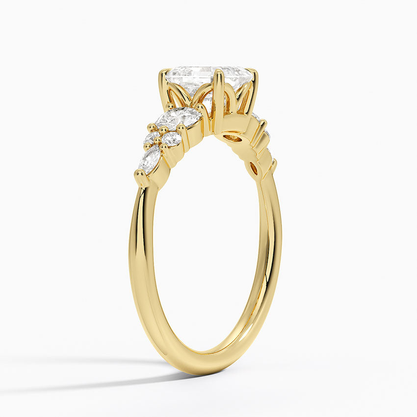 Nadia Three Stone Diamond Ring Yellow Gold 18k Asscher Engagement Ring