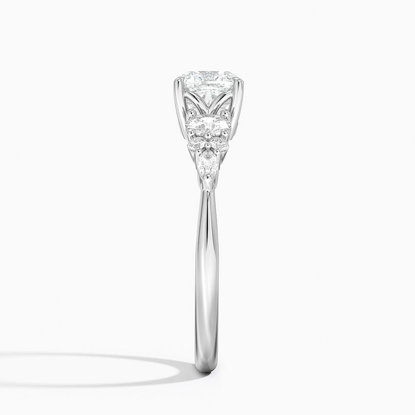 Nadia Three Stone Diamond Ring Platinum Cushion Engagement Ring