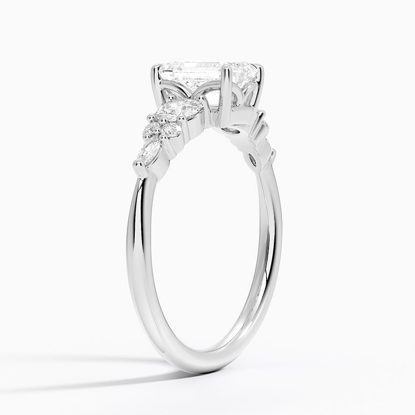 Nadia Three Stone Diamond Ring Platinum Emerald Engagement Ring