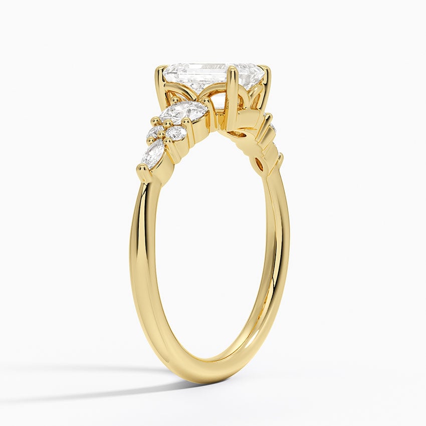 Nadia Three Stone Diamond Ring Yellow Gold 18k Emerald Engagement Ring